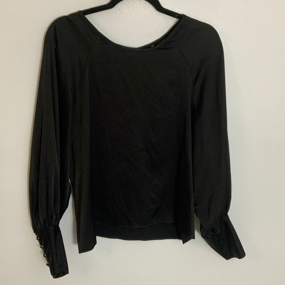 Banana Republic Black shiny‎ blouse size large - Picture 1 of 7